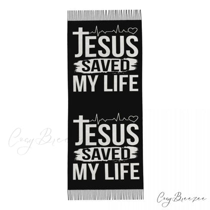 Jesus Saved My Life Warm Winter Christian Faith Shawl Wrap Scarf