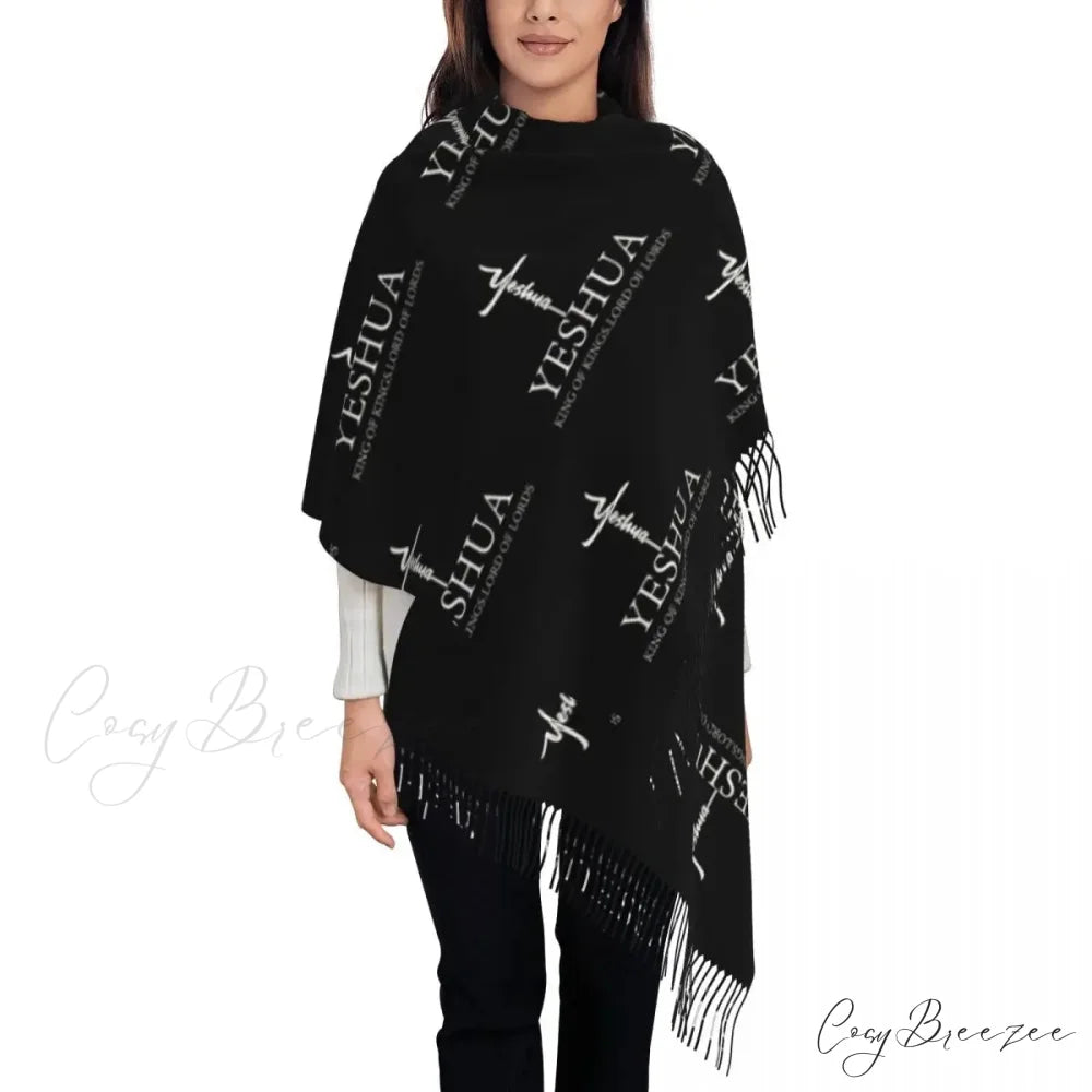 Jesus Saved My Life Warm Winter Christian Faith Shawl Wrap Scarf BLACK 11 / 72x197cm