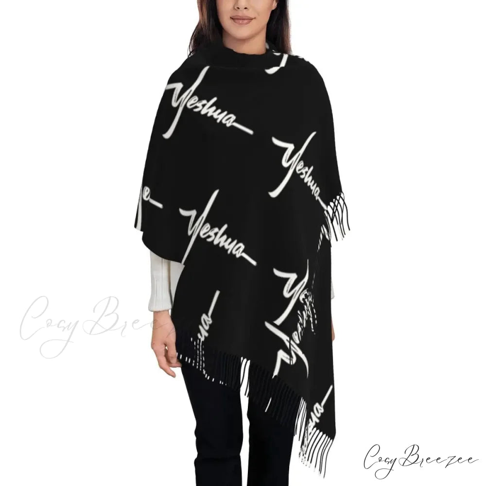 Jesus Saved My Life Warm Winter Christian Faith Shawl Wrap Scarf BLACK 12 / 72x197cm