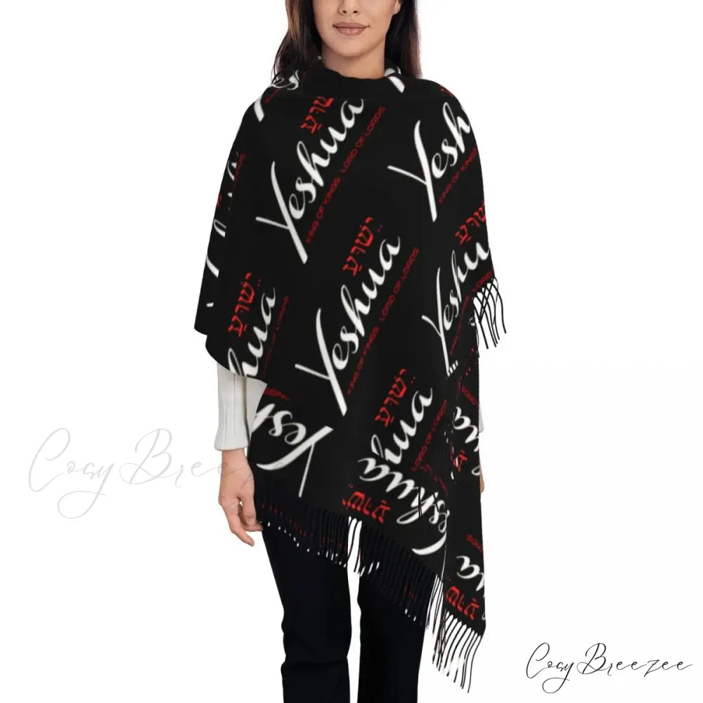 Jesus Saved My Life Warm Winter Christian Faith Shawl Wrap Scarf BLACK 13 / 72x197cm