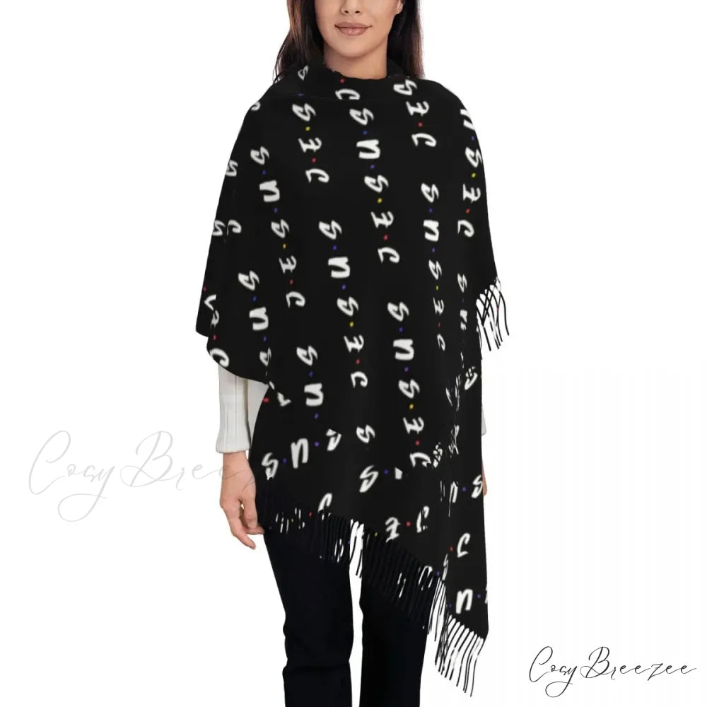 Jesus Saved My Life Warm Winter Christian Faith Shawl Wrap Scarf BLACK 8 / 72x197cm