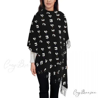 Jesus Saved My Life Warm Winter Christian Faith Shawl Wrap Scarf BLACK 8 / 72x197cm