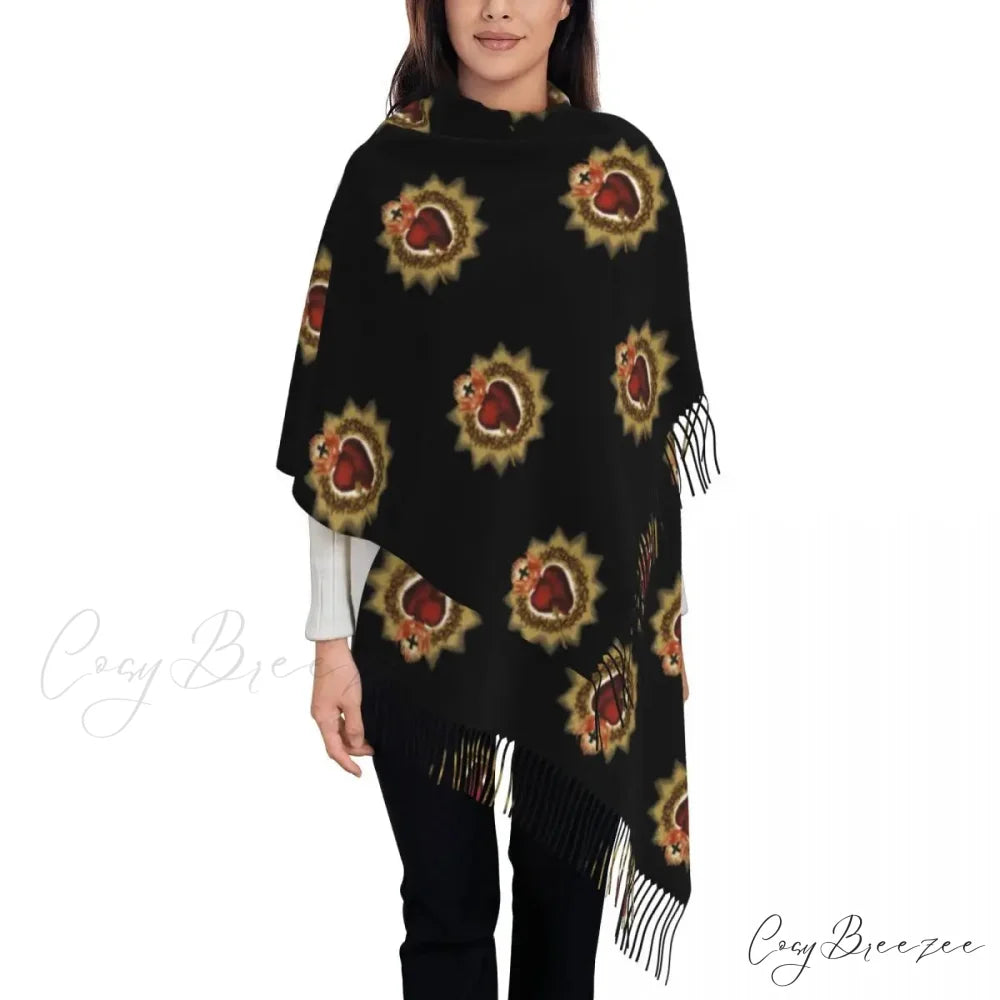 Jesus Saved My Life Warm Winter Christian Faith Shawl Wrap Scarf DARK BROWN / 72x197cm