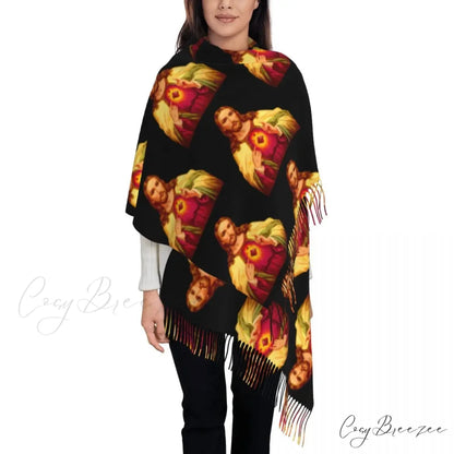 Jesus Saved My Life Warm Winter Christian Faith Shawl Wrap Scarf ORANGE YELLOW / 72x197cm