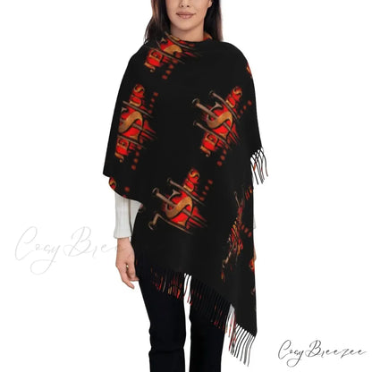 Jesus Saved My Life Warm Winter Christian Faith Shawl Wrap Scarf RED / 72x197cm