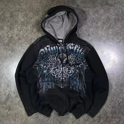 Joker Goth Print Fleece Zipper Hoodie black 2 / M hoodies-241228