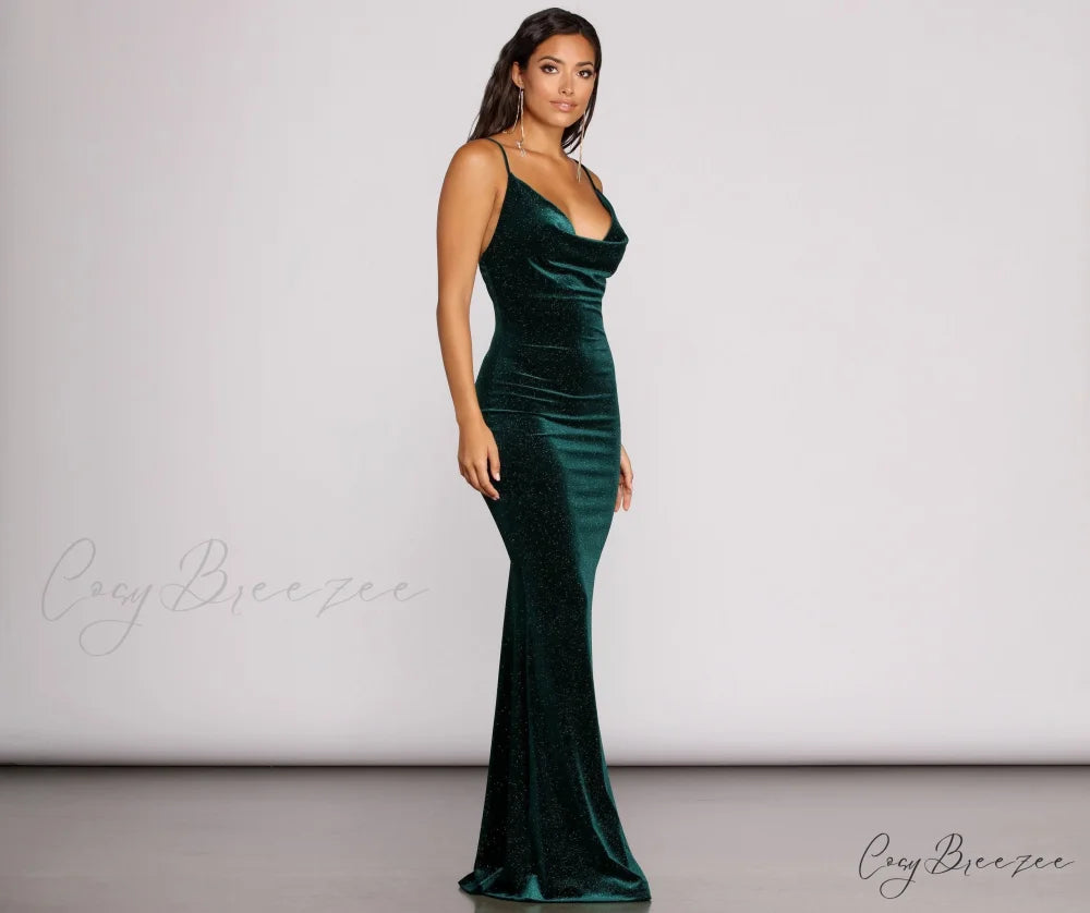 Jolene Formal Stylish Glitter Velvet Dress