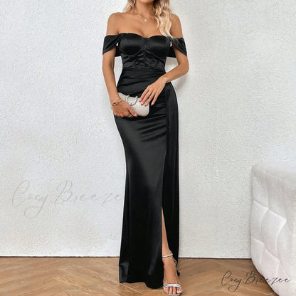 Josephine Formal Stylish Velvet Sweetheart Dress Black / XS