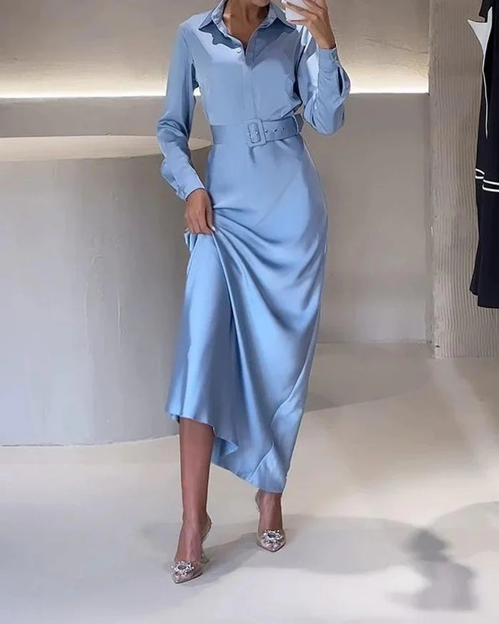 Serenity Sky Midi Dress Shirt