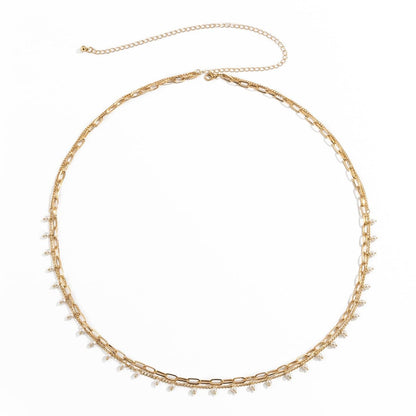 Waist Layered Pearl Faux Chain