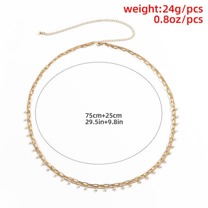 Waist Layered Pearl Faux Chain