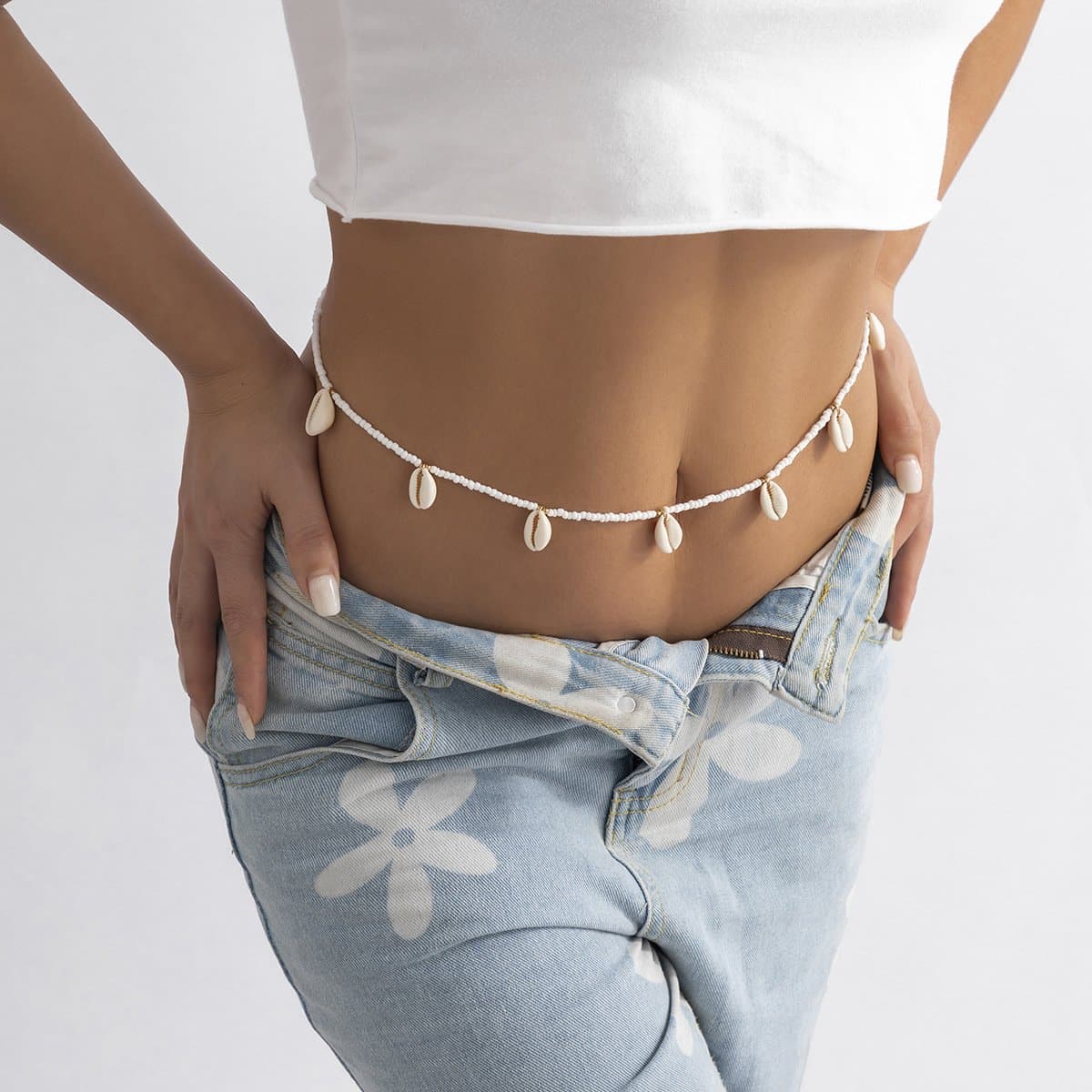 waist Seashell with pendant chain beads