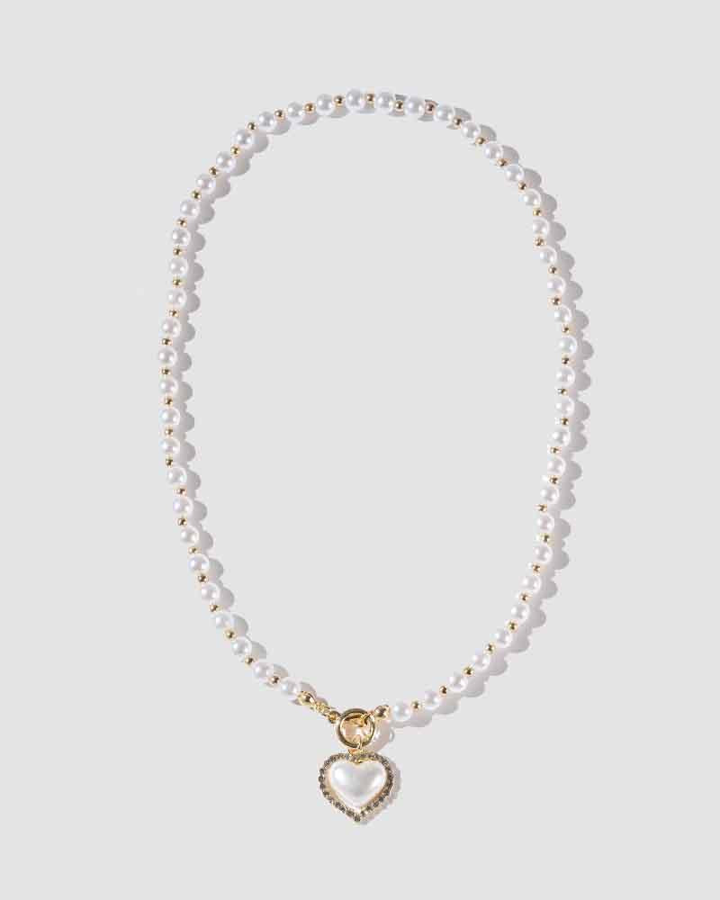 Bar Heart Pearl Necklace