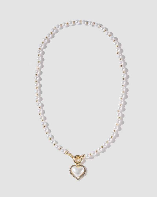 Bar Heart Pearl Necklace