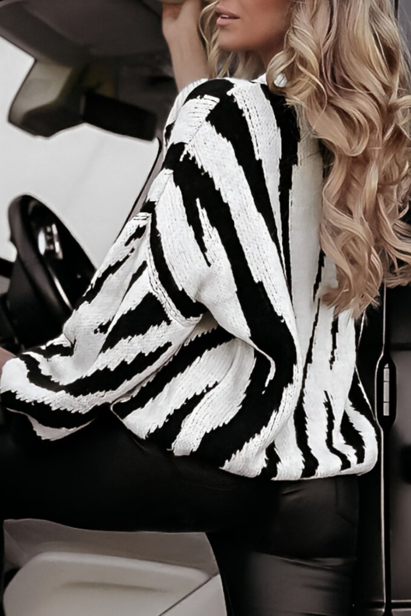 Cosybreezee - Women's Round Neck Long Sleeve Striped Sweater