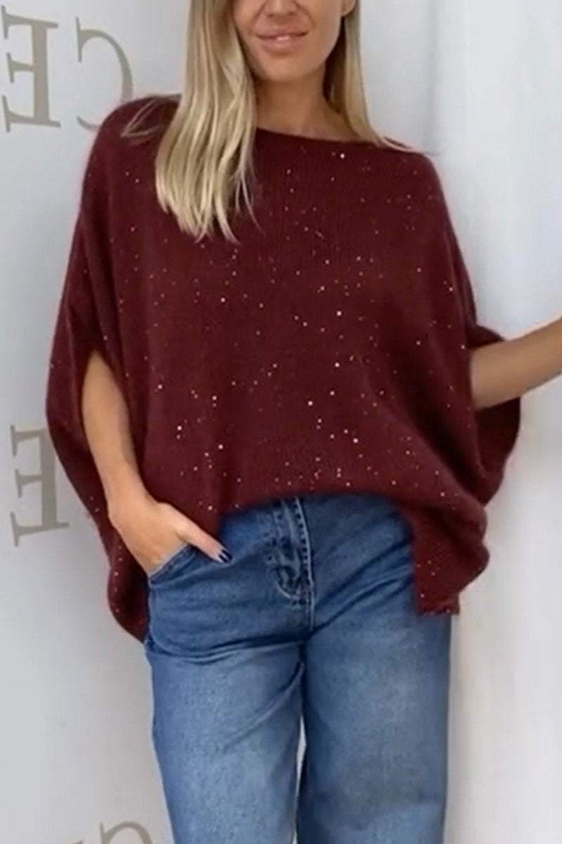 Cosybreezee - Women's Casual Round Neck Sequined Sweater