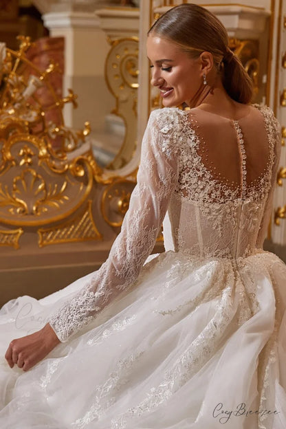 Julian Long Graceful Sleeve Wedding Dress