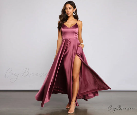 Juliet Formal High Charming Slit Dress 2 BERRY / 1