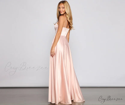 Juliet Formal High Charming Slit Dress 2 PINK / 7