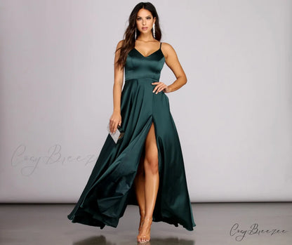 Juliet Formal Stylish High Slit Dress HUNTER / 1