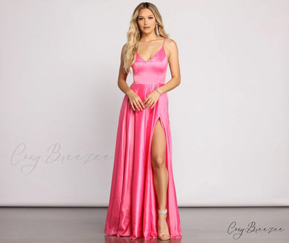 Juliet Formal Stylish High Slit Dress PINK / 1