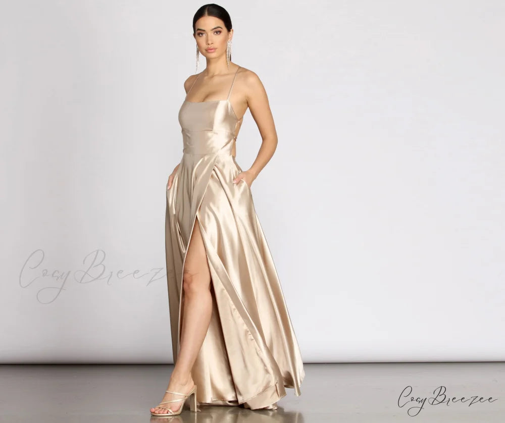 Kaia Satin Stylish A-Line Dress
