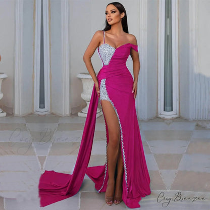 Kaleigh Off Stylish Shoulder Dress Rose red / S