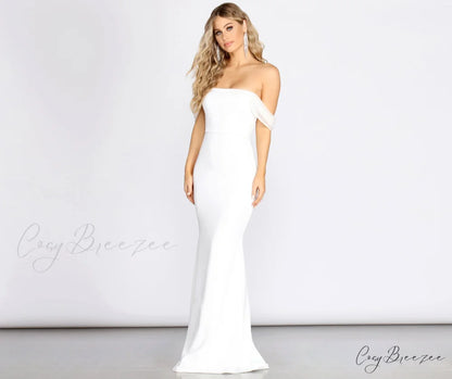 Kalel Off The Charming Shoulder Mermaid Dress IVORY / XS