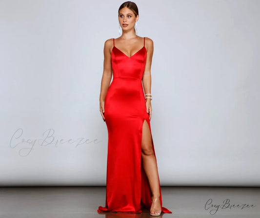 Karasi Formal High Charming Slit Mermaid Dress RED / XS