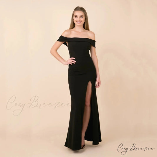 Kate Formal Stylish Crepe Midi Dress BLACK / S