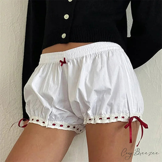 Kawaii Bow Ruffle Bloomer Shorts short-250223