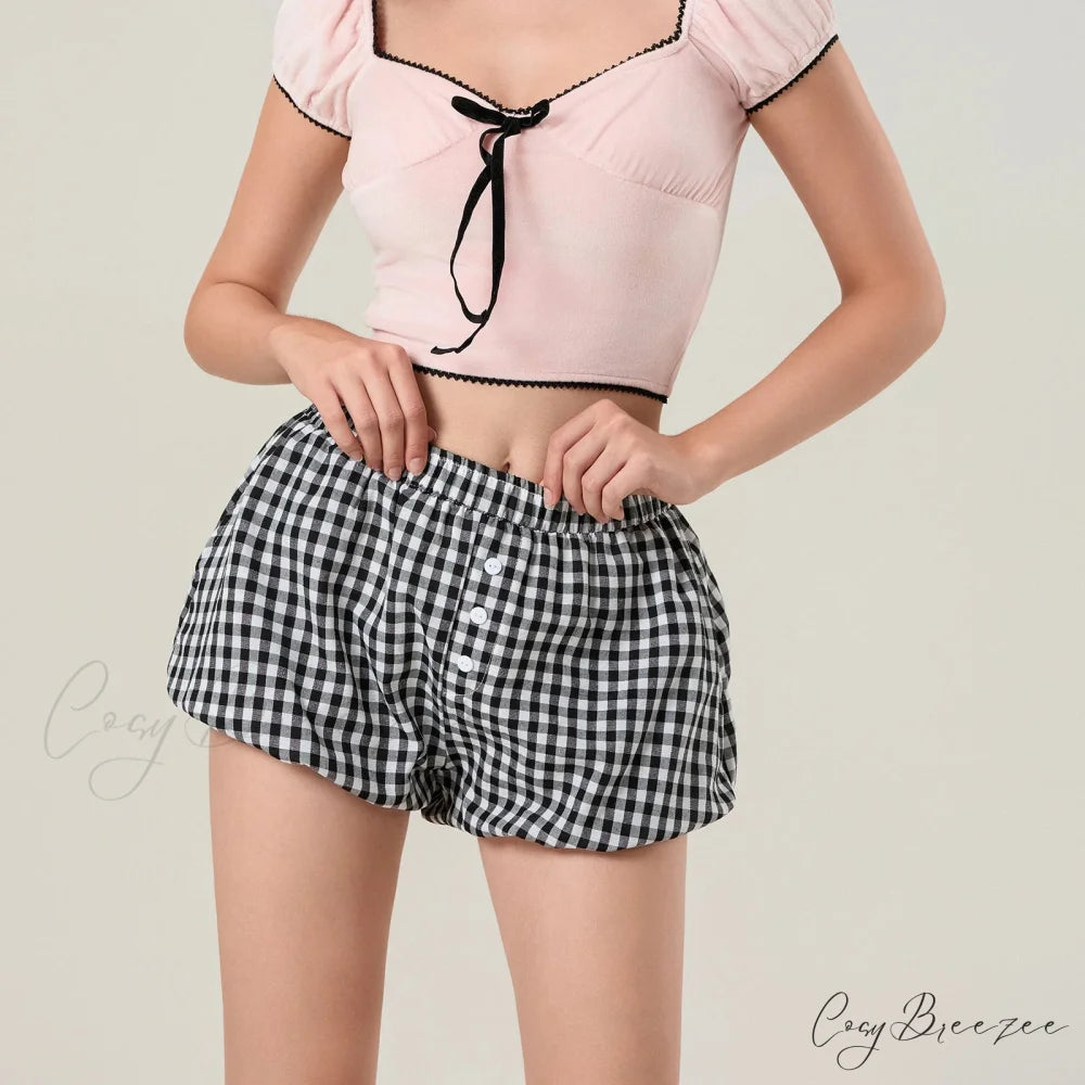 Kawaii Plaid Pumpkin Lounge Shorts short-250223