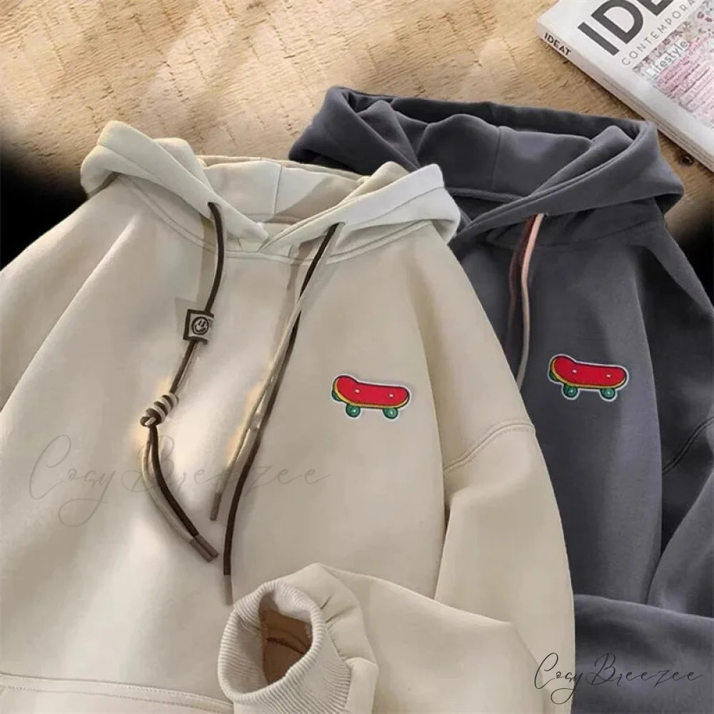 Kawaii Skateboard Graphic Cotton Fleece Hoodie hoodies-241228