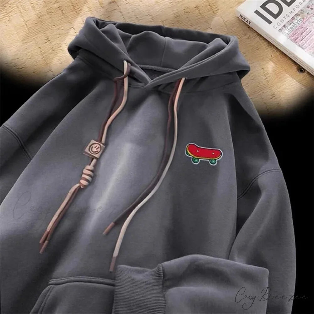 Kawaii Skateboard Graphic Cotton Fleece Hoodie hoodies-241228