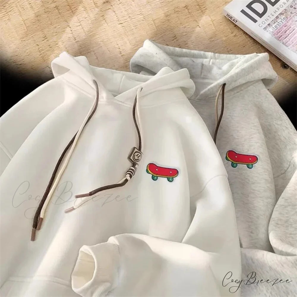 Kawaii Skateboard Graphic Cotton Fleece Hoodie hoodies-241228