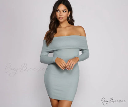 Keep It Chill Off Graceful The Shoulder Mini Dress MINT / XS