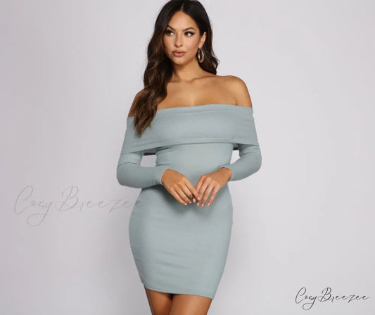 Keep It Chill Off Graceful The Shoulder Mini Dress MINT / XS