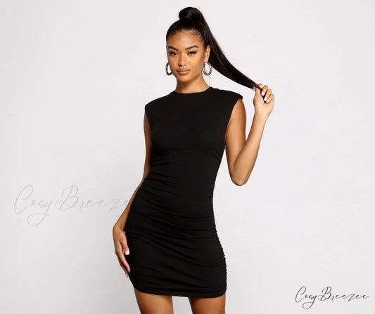 Keeping Knit Classy Charming Sleeveless Mini Dress BLACK / XS