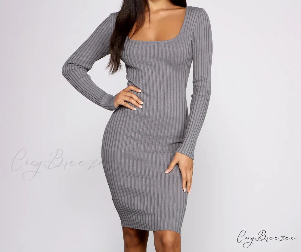Keeping Knit Stylish Basic Midi Dress