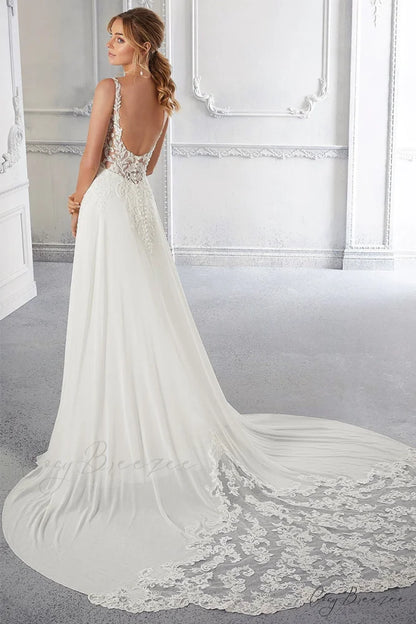 Kelsey Chiffon & Trendy Lace Wedding Dress