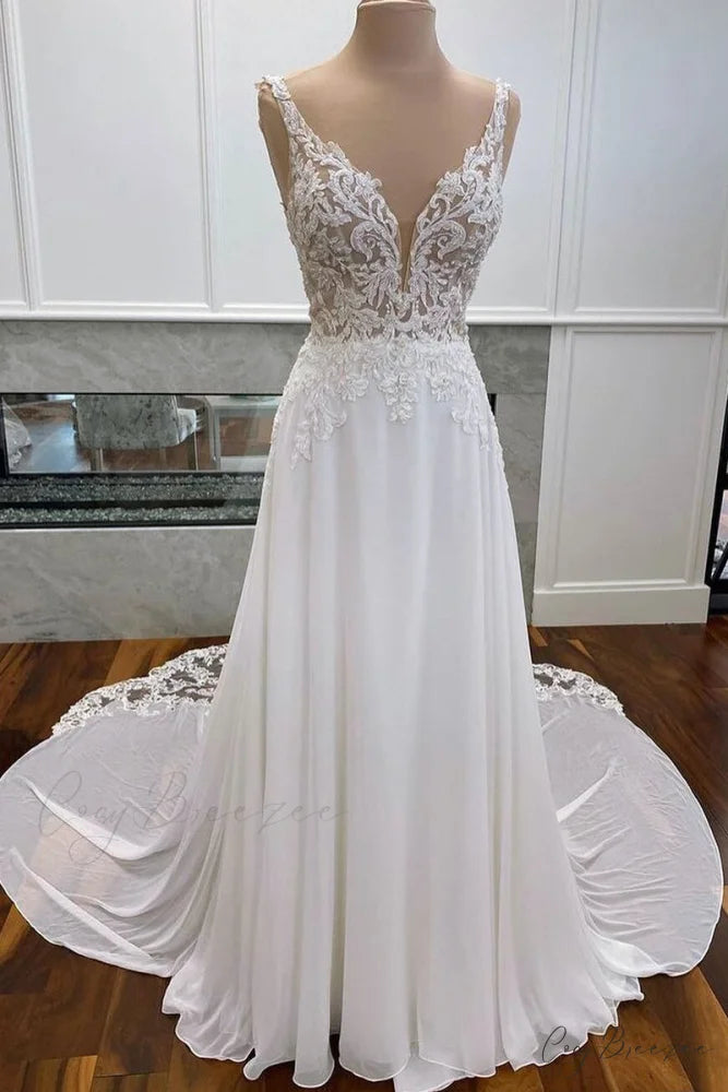 Kelsey Chiffon & Trendy Lace Wedding Dress