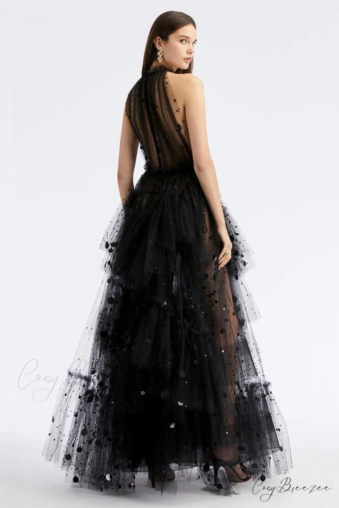 Kennedy Sequined Graceful Tulle Maxi Dress