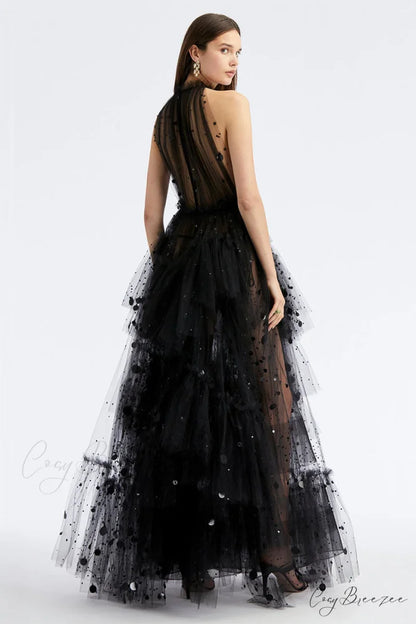 Kennedy Sequined Graceful Tulle Maxi Dress