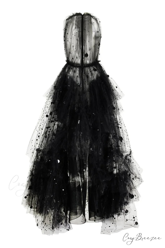 Kennedy Sequined Graceful Tulle Maxi Dress