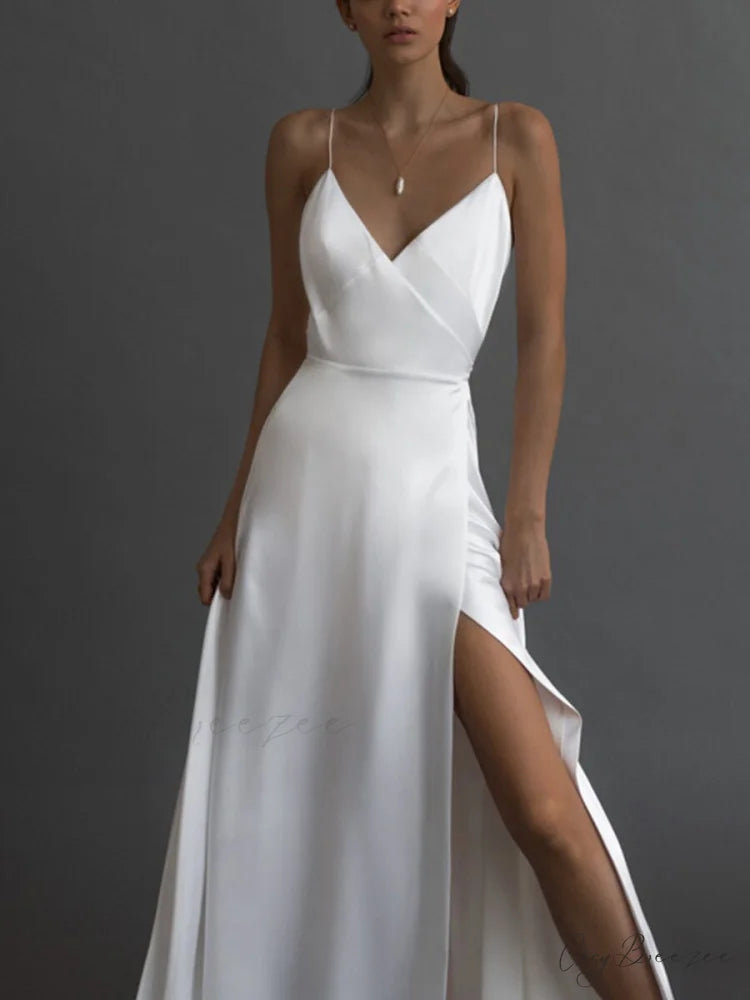 Kiara Satin Stylish High-Slit Mermaid Dress