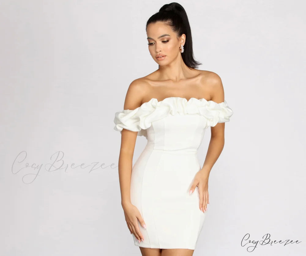Kiari Formal Off Charming the Shoulder Ruffled Dress