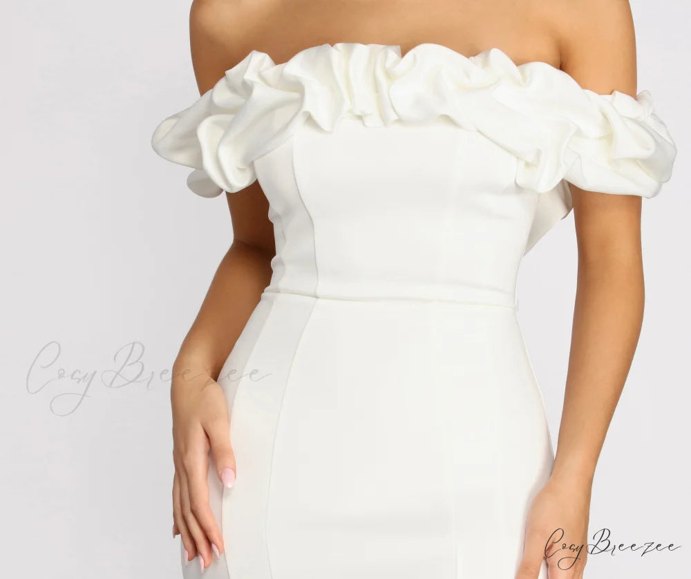 Kiari Formal Off Charming the Shoulder Ruffled Dress