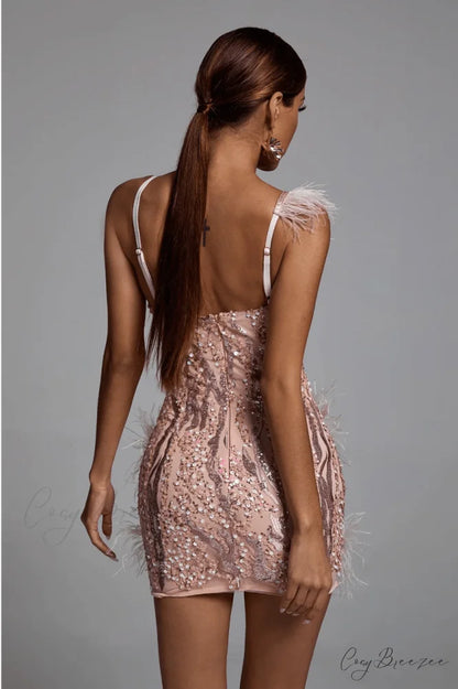 Klauda Pink Stylish Mini Dress