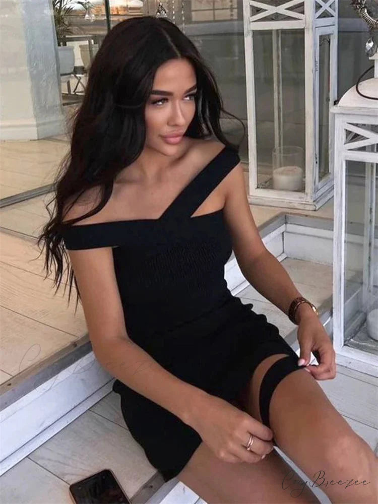 Knit Halter Bandage Mini Dress minidress-250223