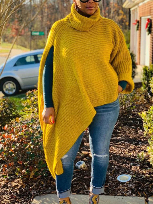 Knit Ruffle Graceful Sleeve Solid Tops Yellow / S